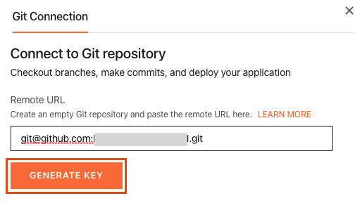 Click to generate deploy key